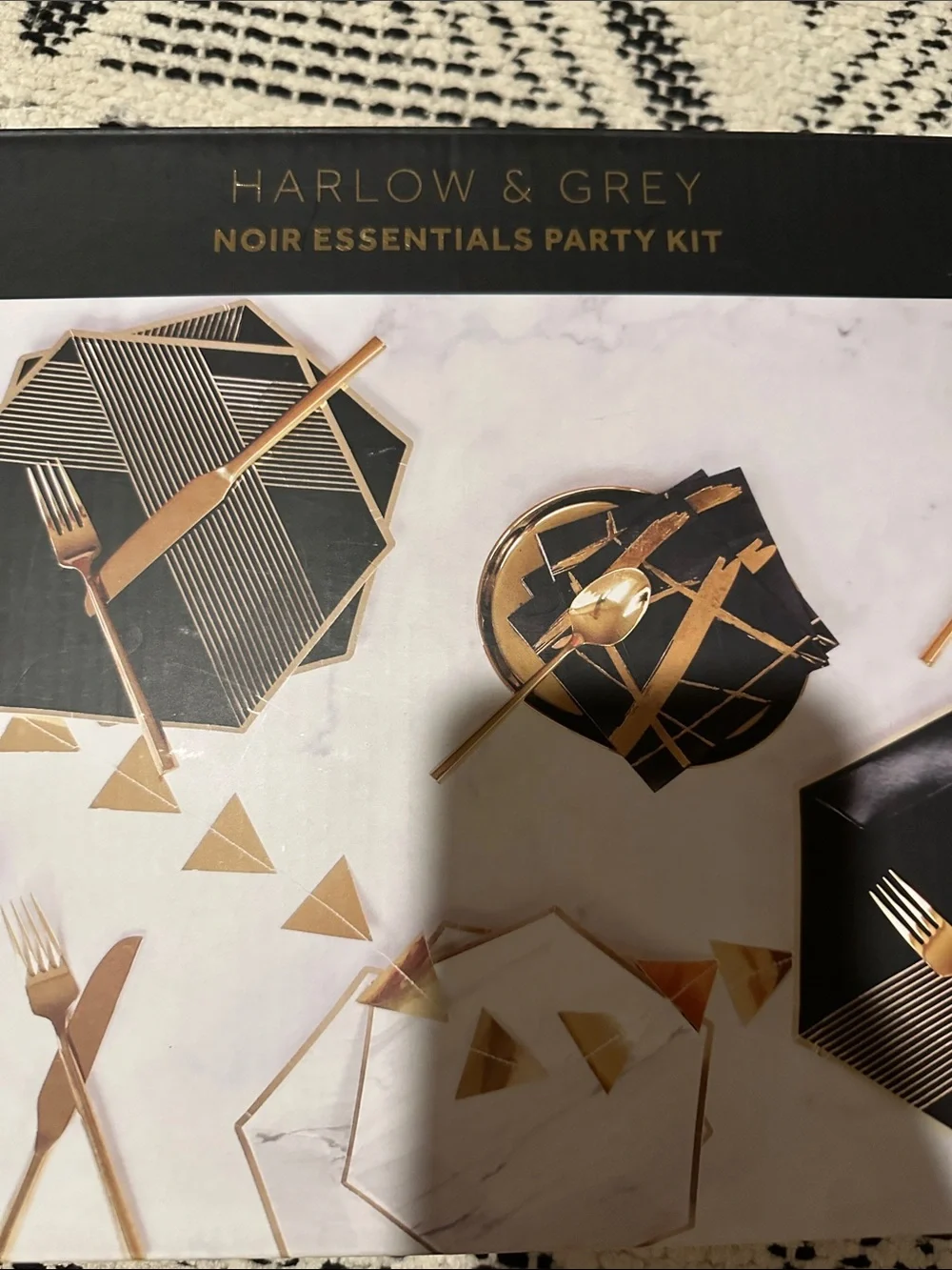 Harlow and Grey Stylish Art-Deco Inspired Noir Essentials Party Kit Black & Gold